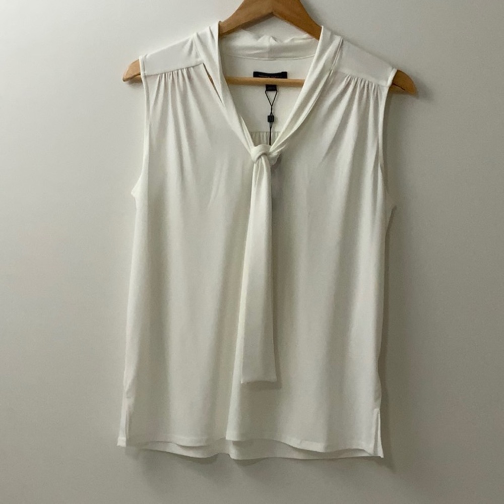 Tom Hilfiger Ivory Tie Sleeveless Blouse Shell Med